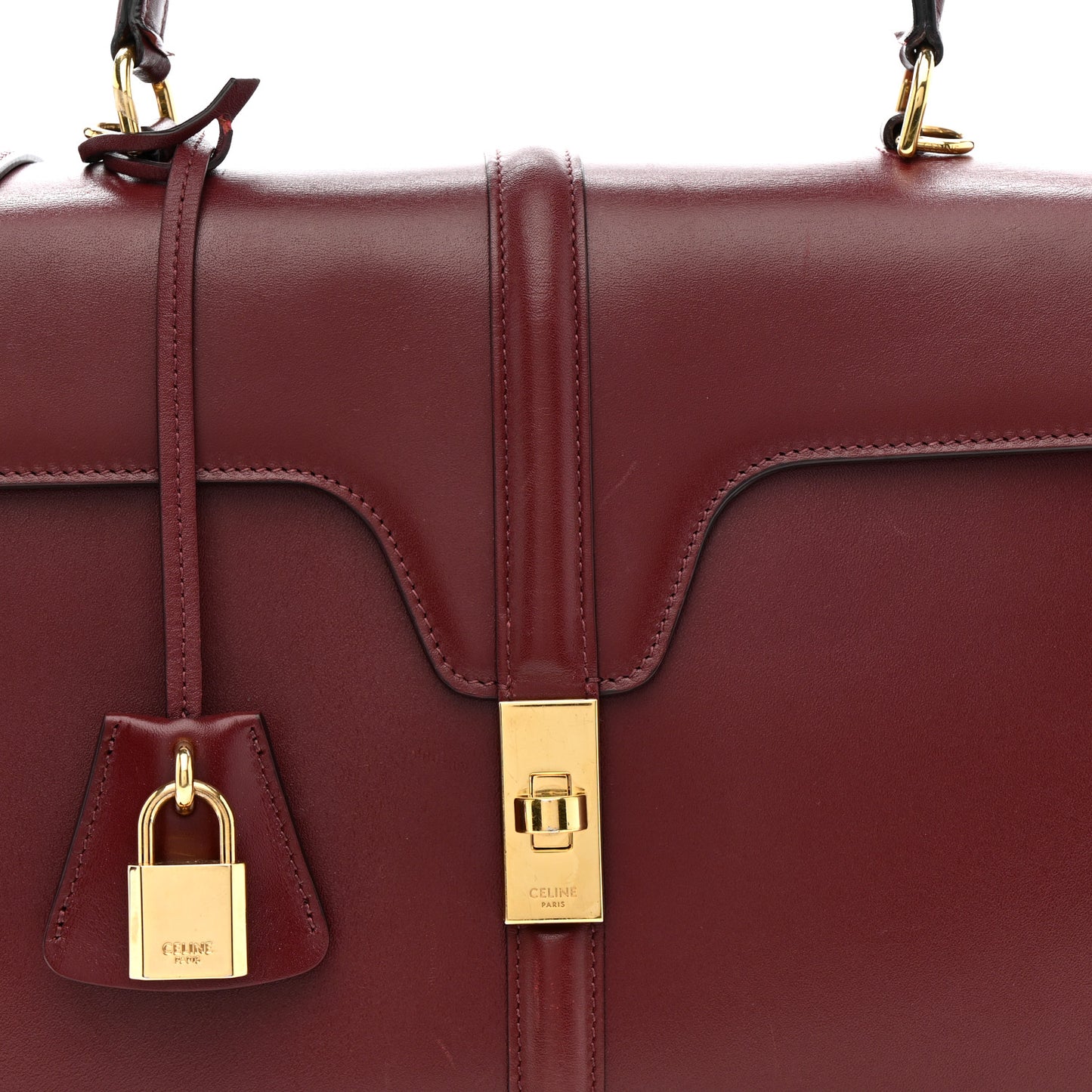 Satinated Calfskin Medium 16 Top Handle Bag Light Burgundy