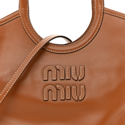 Miu Miu Soft Calf Softy Small Ivy Tote Bag Caramel 7 of 9