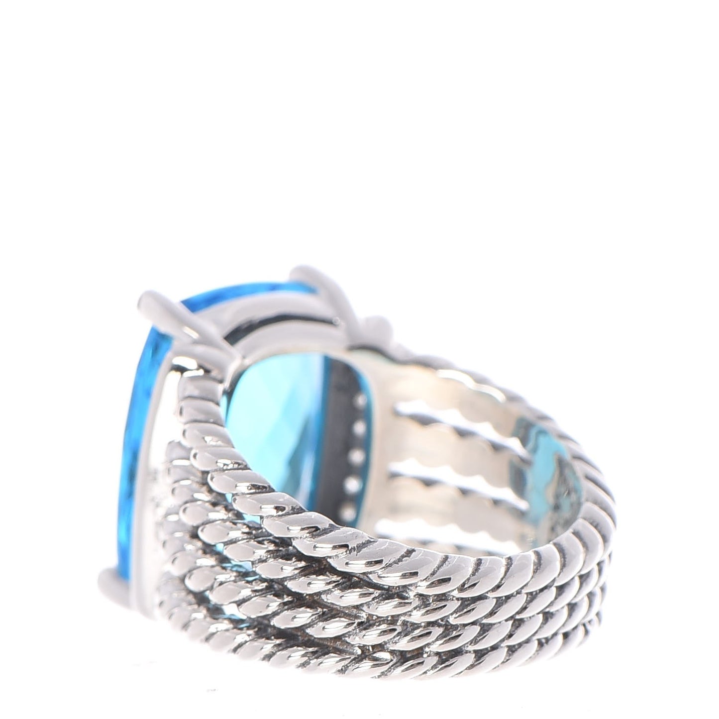 Sterling Silver Diamond Blue Topaz 16mm Wheaton Ring 52 6