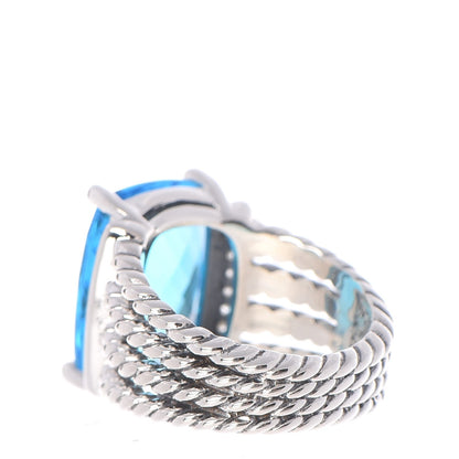 David Yurman Sterling Silver Diamond Blue Topaz 16mm Wheaton Ring 52 6 3 of 4