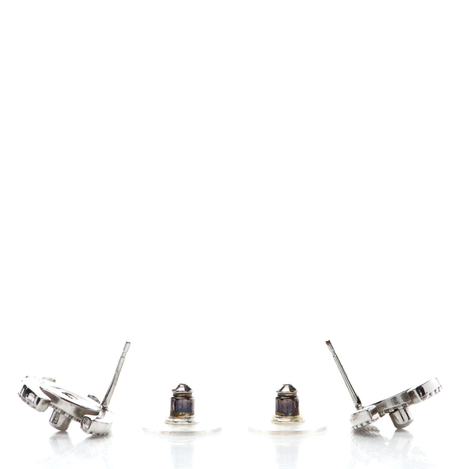 Chanel Crystal CC Turnlock Earrings Silver 4 of 4