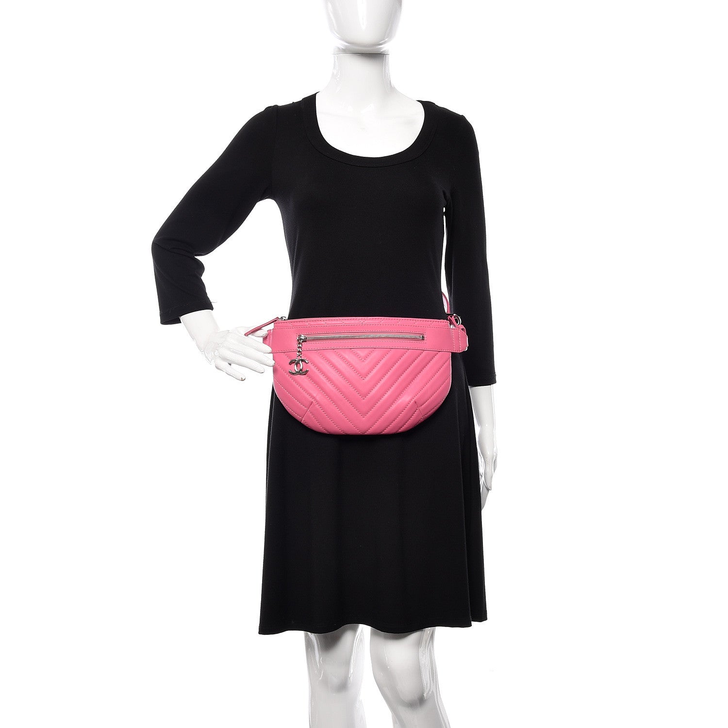 Chanel Lambskin Chevron Quilted Waist Belt Bag Pink 2 of 10
