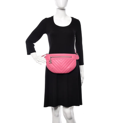 Chanel Lambskin Chevron Quilted Waist Belt Bag Pink 2 of 10