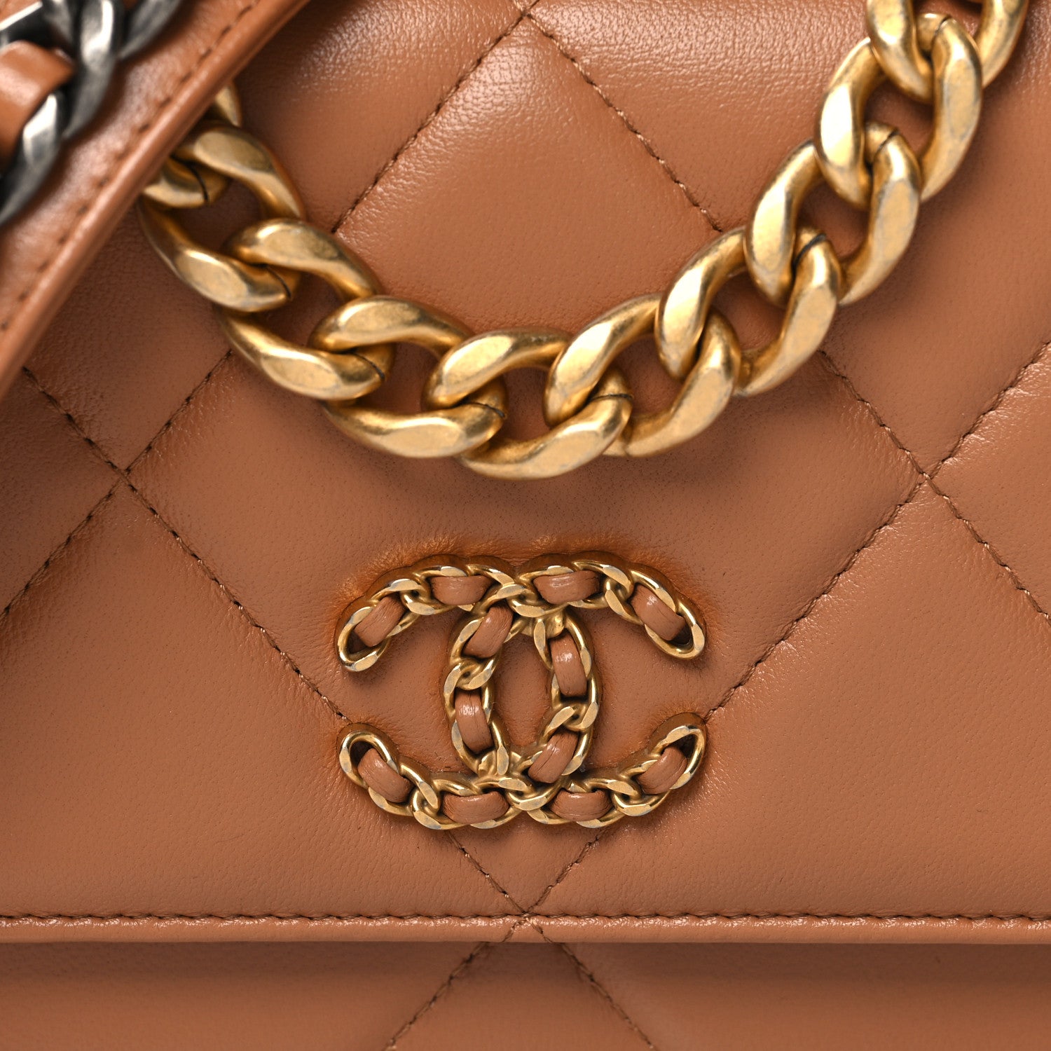 Chanel Lambskin Quilted Chanel 19 Wallet On Chain WOC Brown 9 of 12