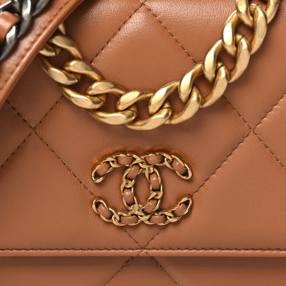 Chanel Lambskin Quilted Chanel 19 Wallet On Chain WOC Brown 9 of 12