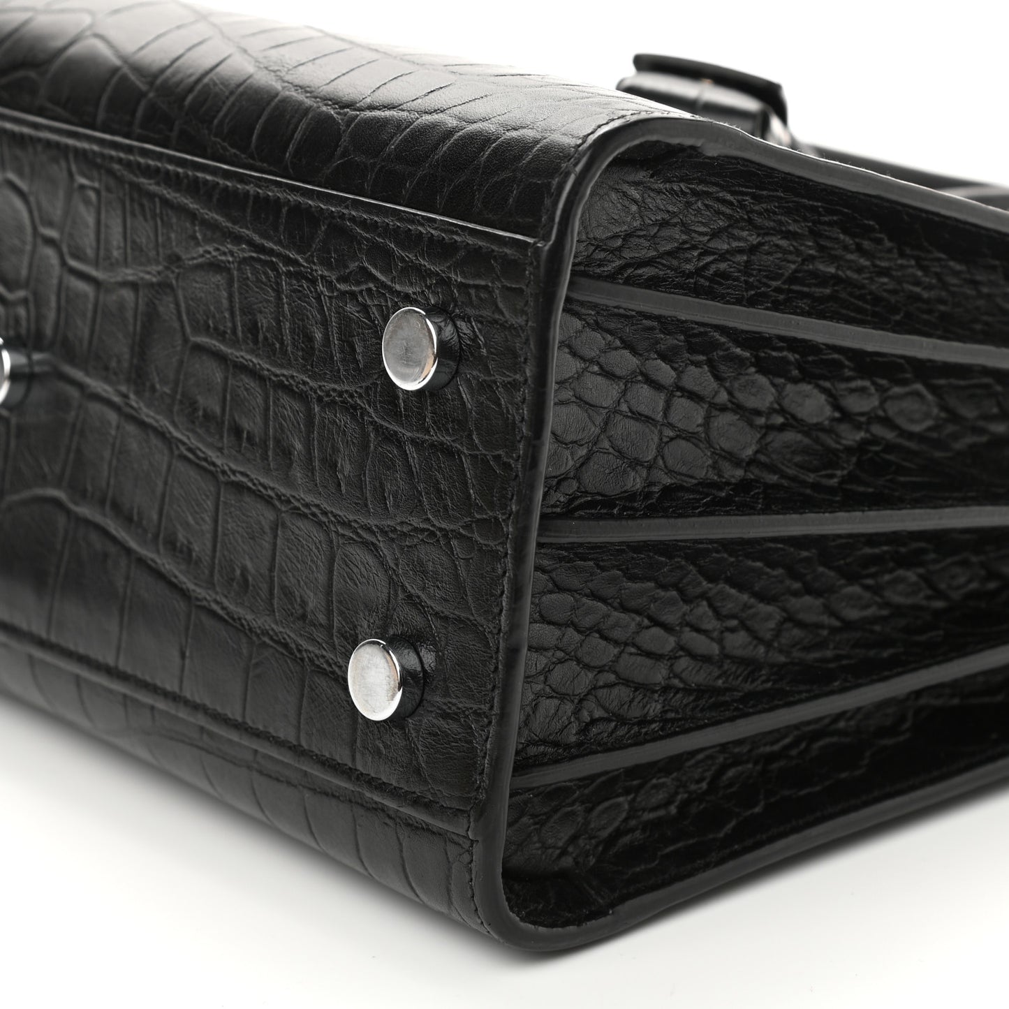 Calfskin Crocodile Embossed Baby Sac De Jour Black