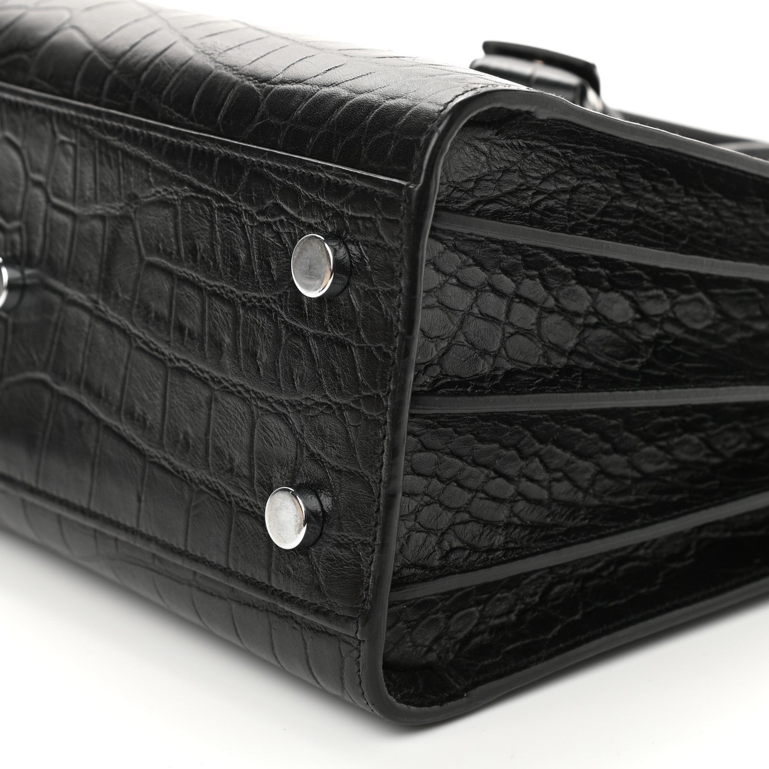 Saint Laurent Calfskin Crocodile Embossed Baby Sac De Jour Black 9 of 13