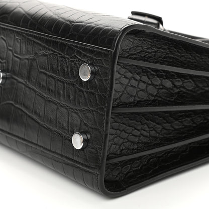 Saint Laurent Calfskin Crocodile Embossed Baby Sac De Jour Black 9 of 13