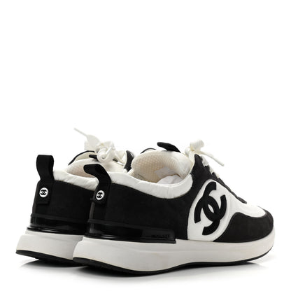 Chanel Nylon Suede Calfskin CC Sneakers 40 White Dark Grey 4 of 8