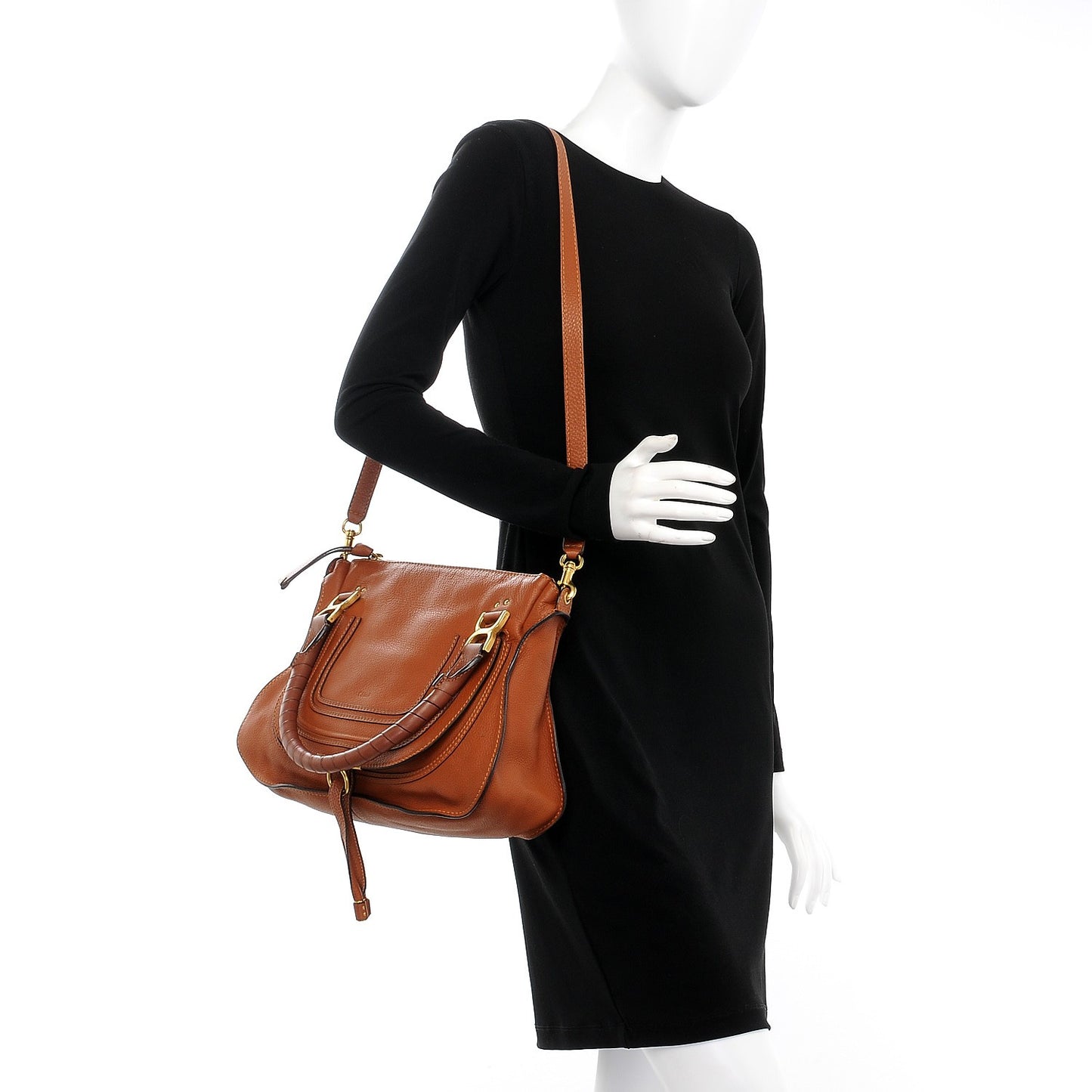 Calfskin Medium Marcie Satchel Tan