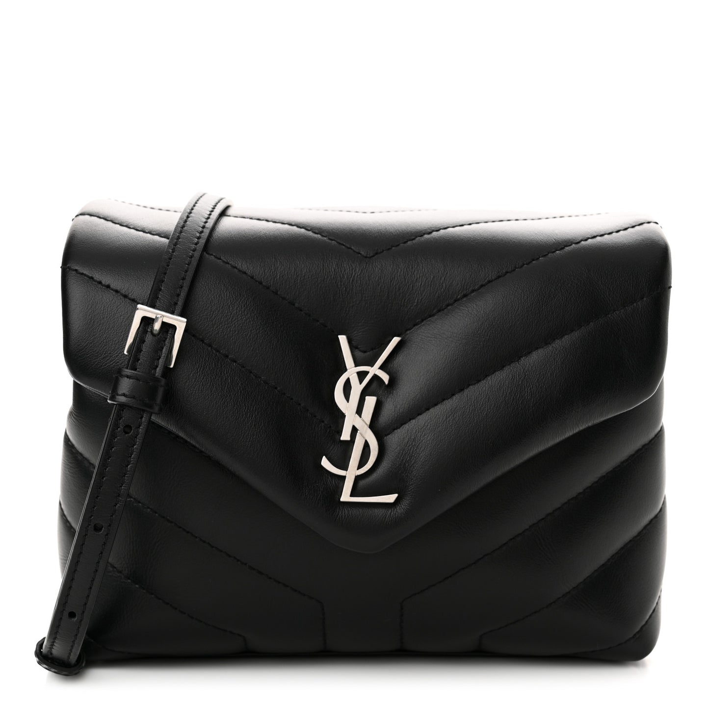 Calfskin Y Quilted Monogram Toy Loulou Crossbody Bag Black