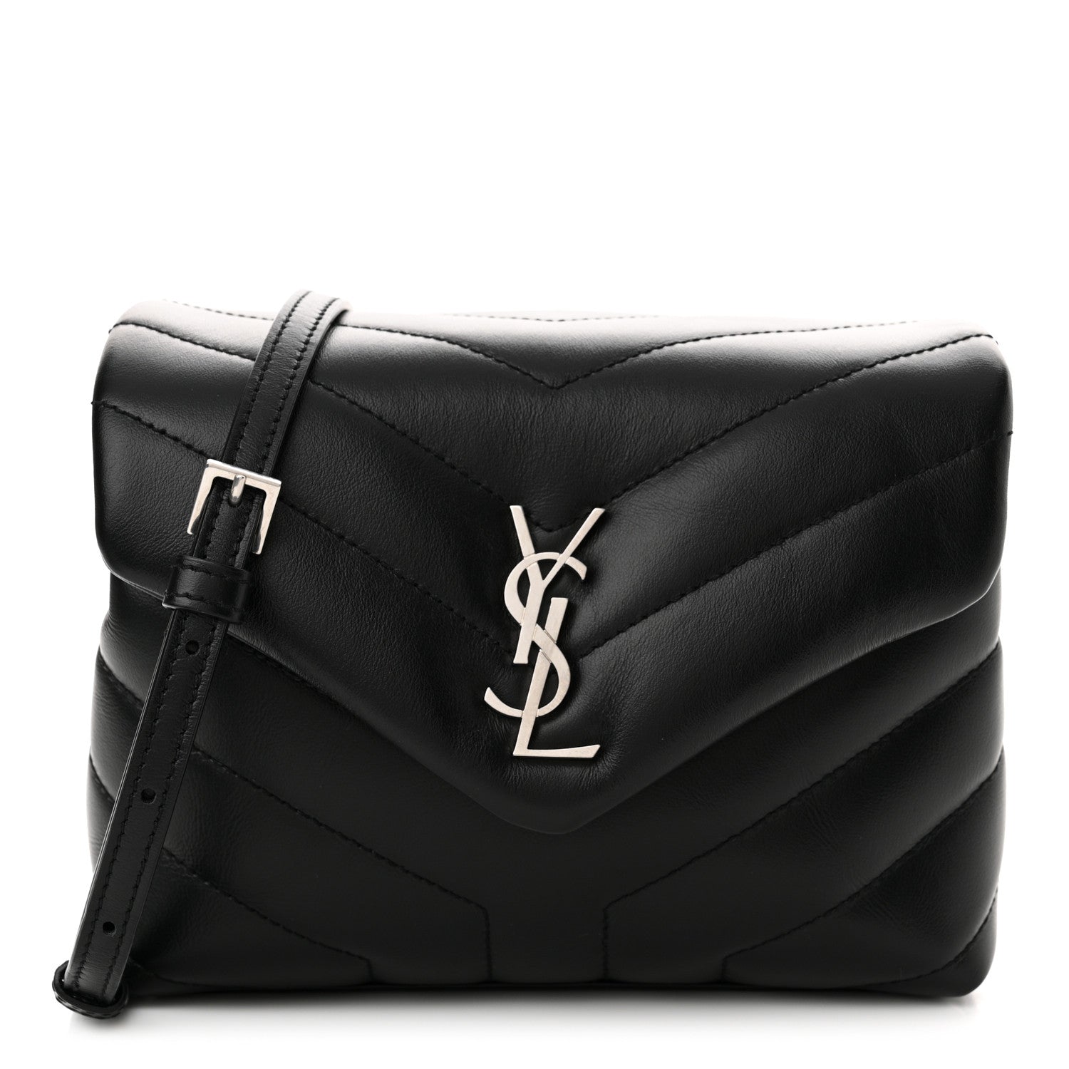 Saint Laurent Calfskin Y Quilted Monogram Toy Loulou Crossbody Bag Black 1 of 13