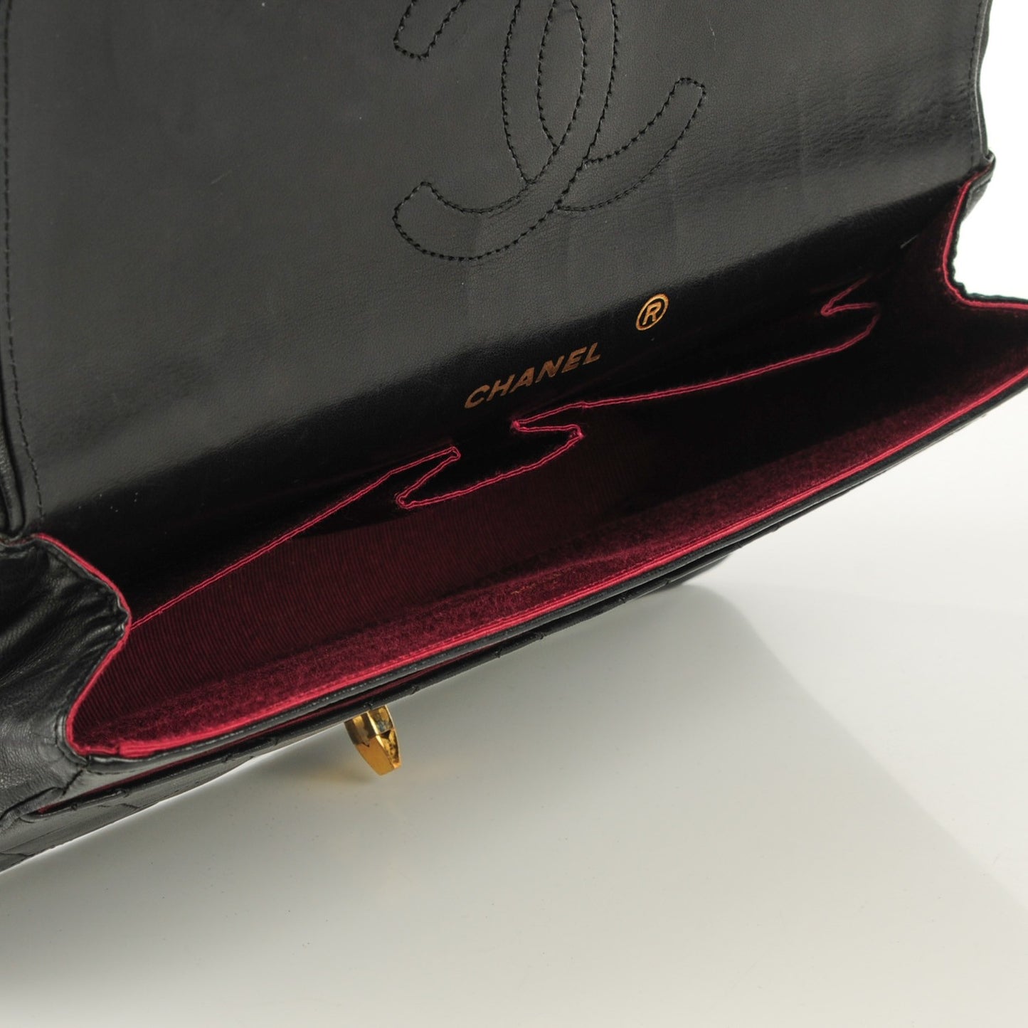 Lambskin Quilted Medium Double Flap Black