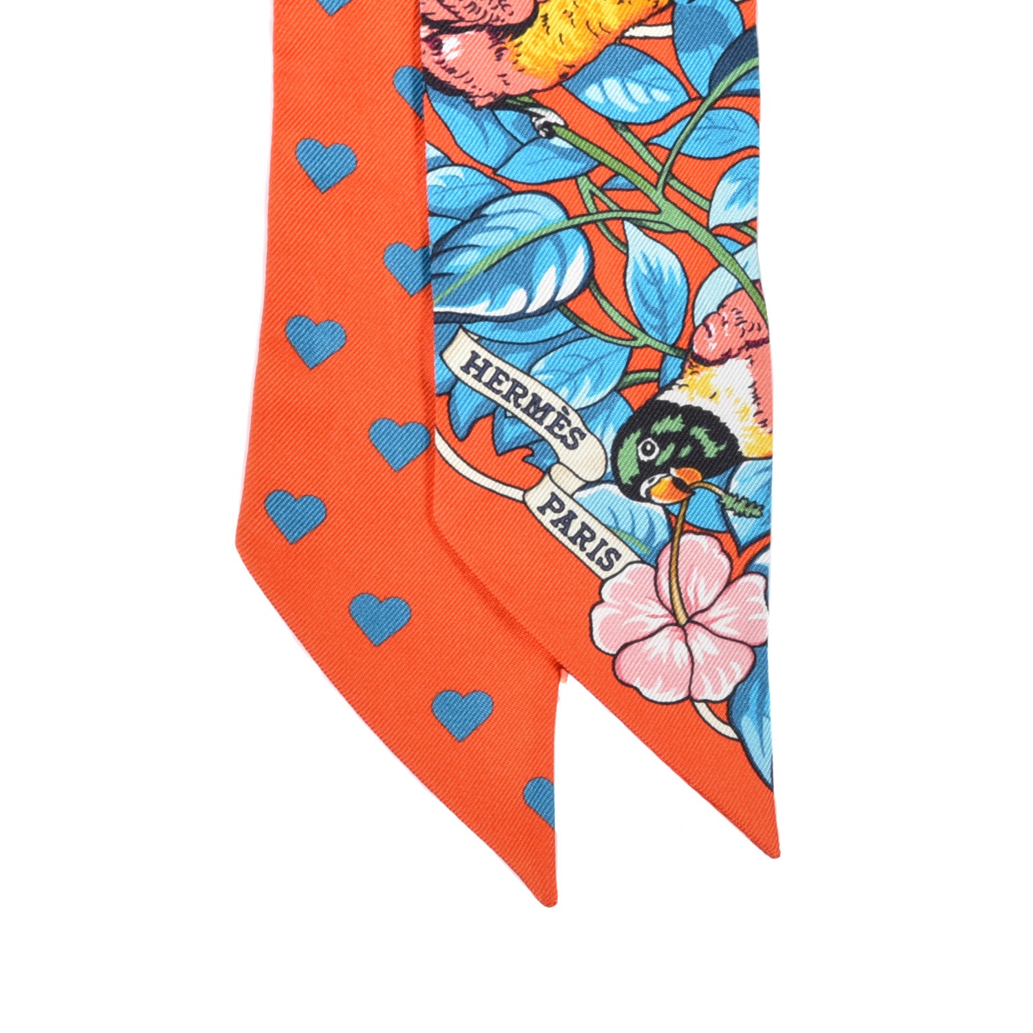 Hermes Silk Jungle Love Love Twilly Orange Bleu Brun 2 of 3