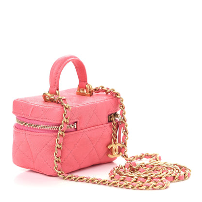 Chanel Caviar Quilted Mini Top Handle Vanity With Chain Pink 3 of 9