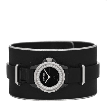 Chanel Stainless Steel Calfskin Diamond Bezel 19mm J12 Quartz Watch Black 2 of 5