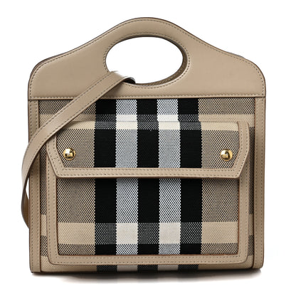 Burberry Smooth Calfskin Archive Canvas Check Mini Pocket Bag Dusty Sand 1 of 12