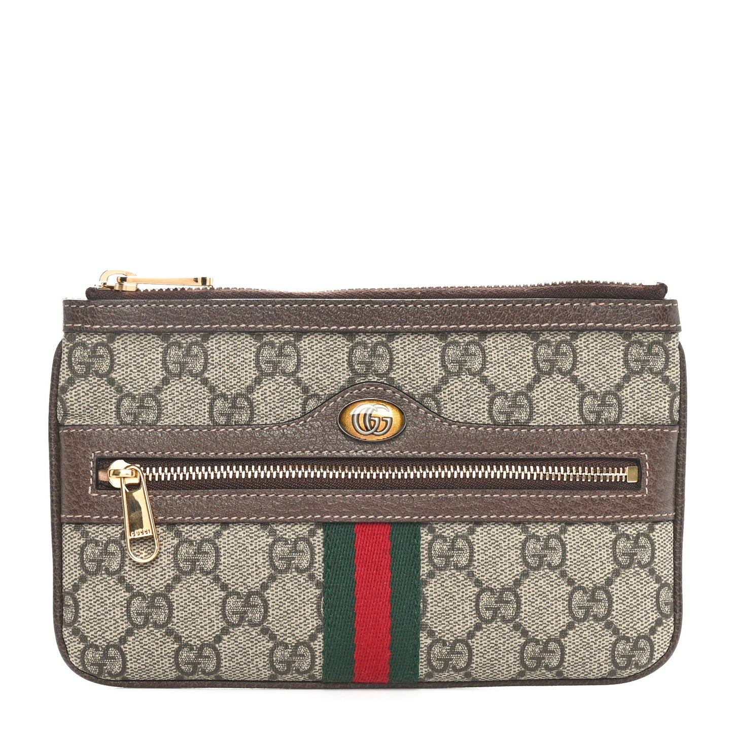 GG Supreme Monogram Web Small Ophidia Pouch Clutch Beige New Acero