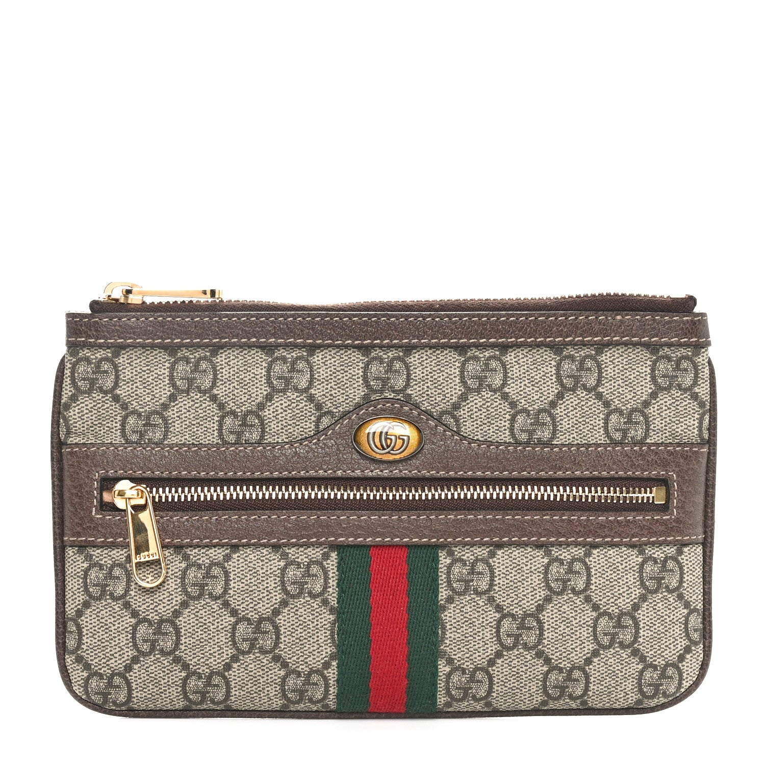 Gucci GG Supreme Monogram Web Small Ophidia Pouch Clutch Beige New Acero 1 of 8