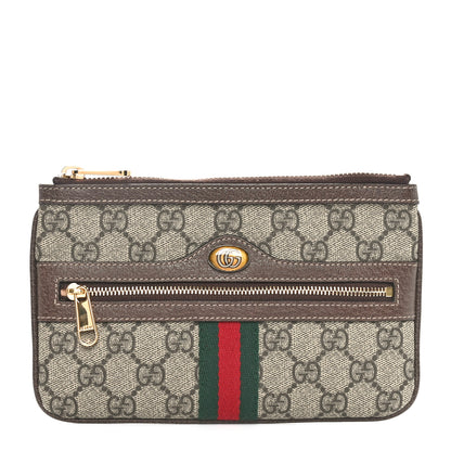 Gucci GG Supreme Monogram Web Small Ophidia Pouch Clutch Beige New Acero 1 of 8