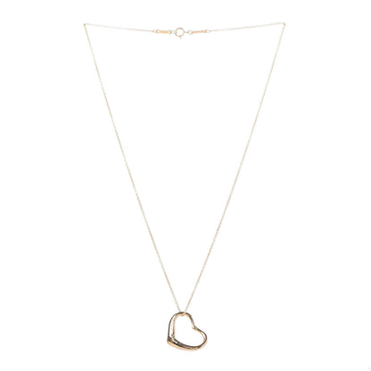 Tiffany 18K Yellow Gold Elsa Peretti Small Open Heart Pendant Necklace 3 of 6