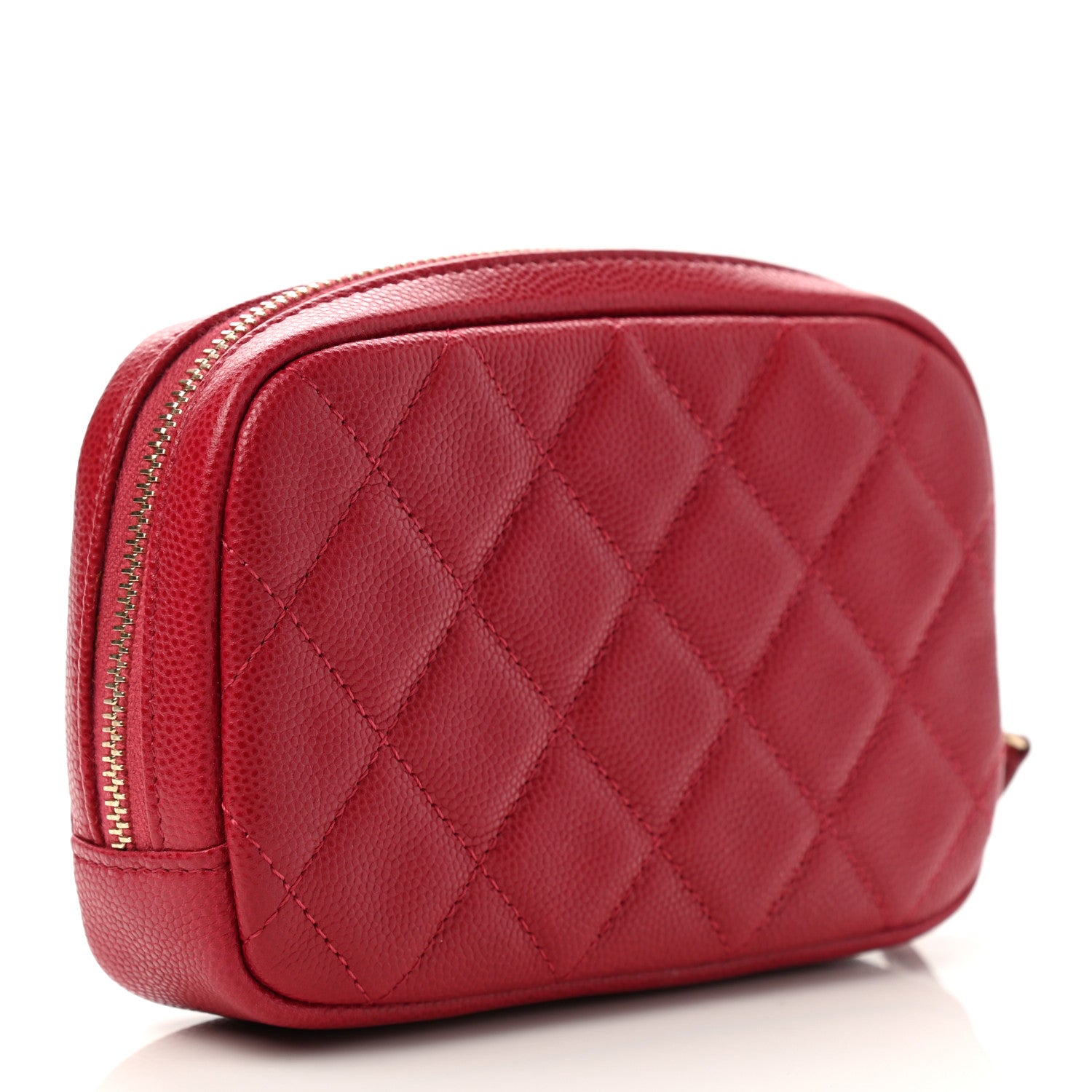 Chanel Caviar Quilted Small Curvy Pouch Cosmetic Case Dark Pink 3 of 8