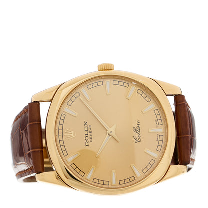 Rolex 18K Yellow Gold Alligator 38mm Cellini Manual Winding Watch Champagne 4243 3 of 6