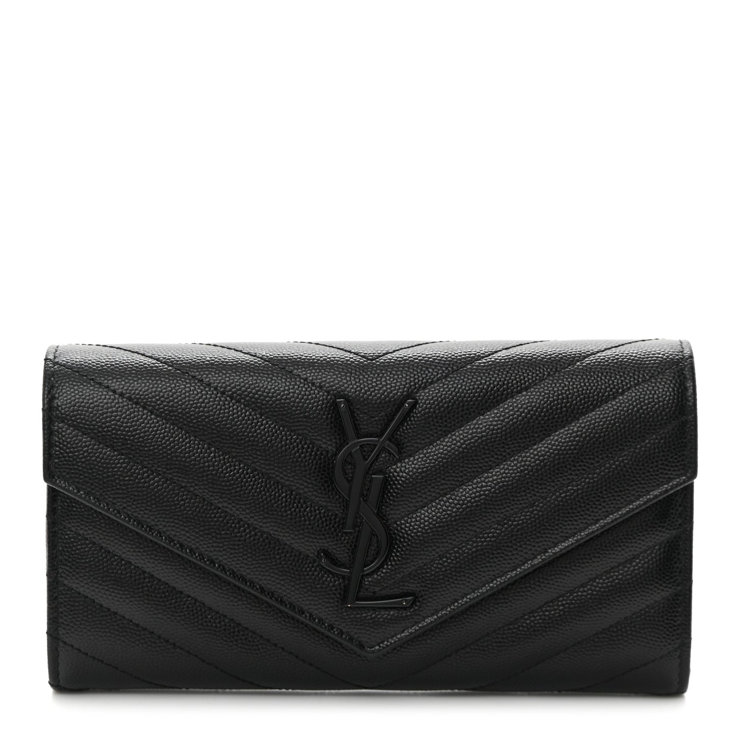 Grain De Poudre Matelasse Chevron Monogram Flap Wallet Black