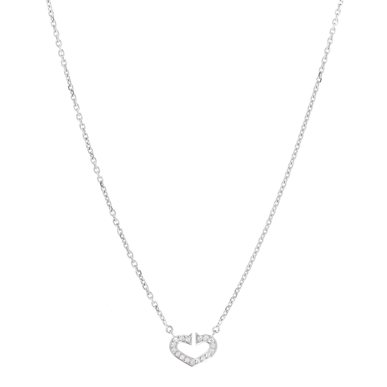 Cartier 18K White Gold Diamond Small Hearts and Symbols Pendant Necklace 1 of 5