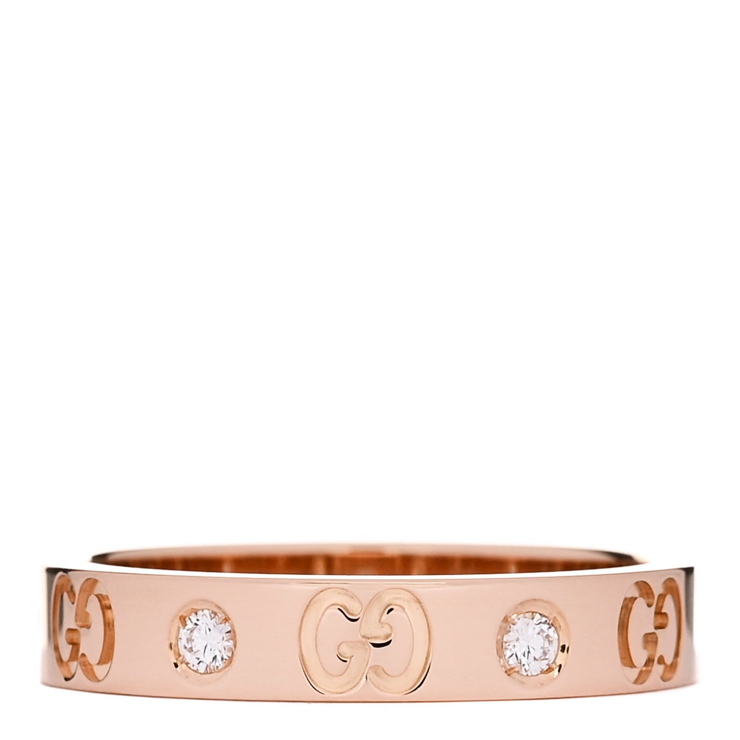 18K Rose Gold Diamond Icon Band Ring 58 8.25