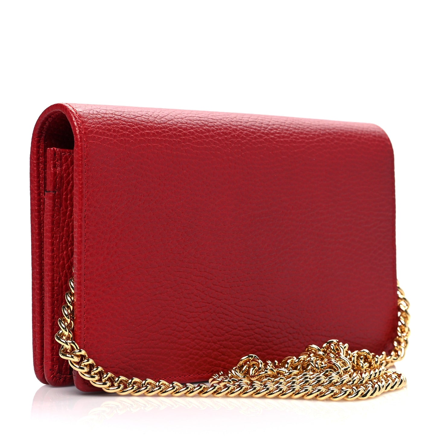 Dollar Calfskin Mini GG Marmont Chain Wallet Hibiscus Red