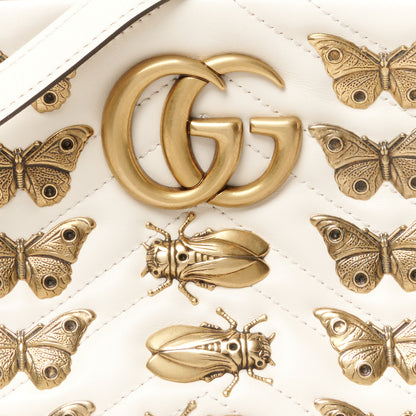 Gucci Calfskin Matelasse Animal Studs Small GG Marmont Chain Shoulder Bag White 8 of 10