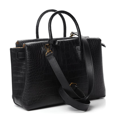 MCM Calfskin Crocodile Embossed Medium Milla Tote Black 3 of 8