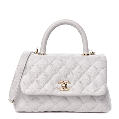 Chanel Caviar Quilted Mini Coco Handle Flap Light Grey 1 of 12