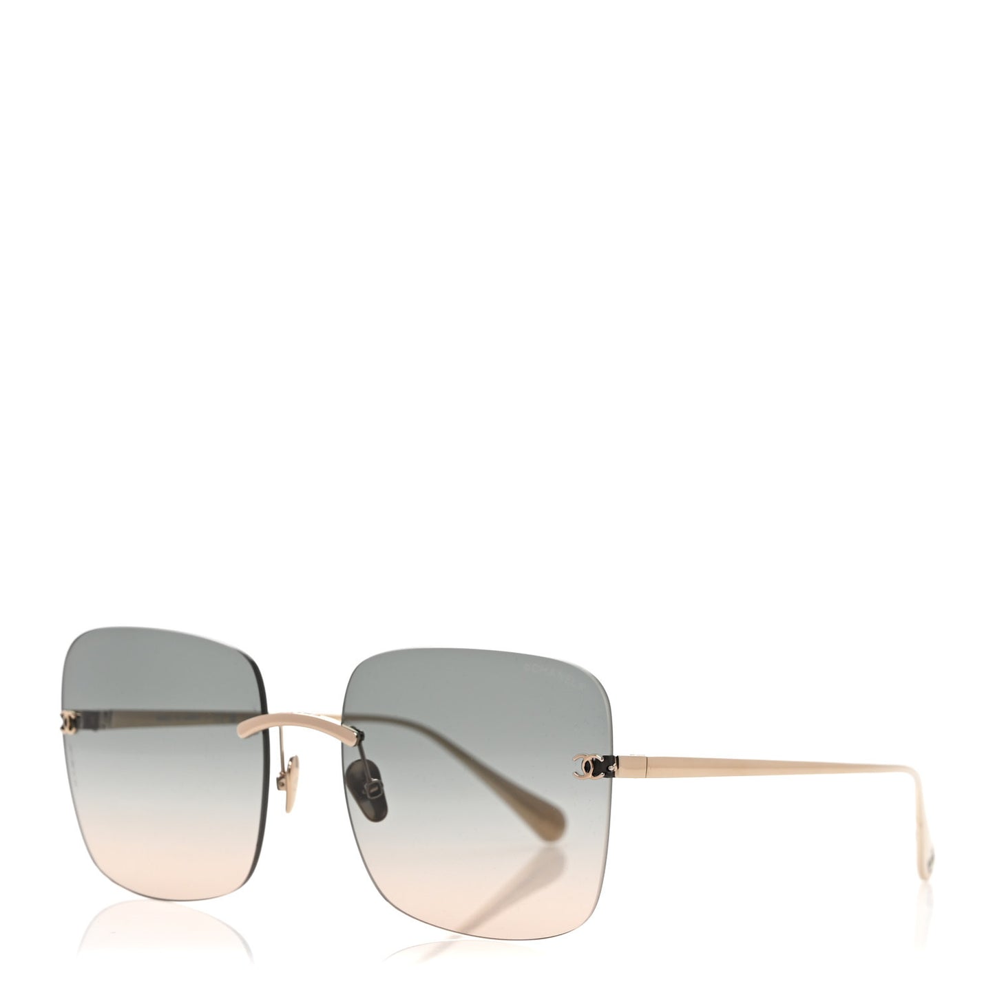 Titanium Rimless Square Sunglasses 4287-T Gold Black