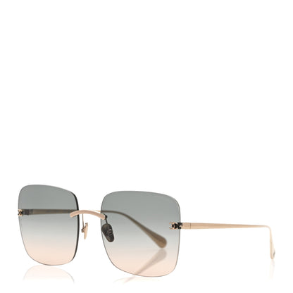 Chanel Titanium Rimless Square Sunglasses 4287-T Gold Black 1 of 8
