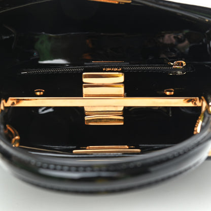 Fendi Vitello Vernice Mou Mini Peekaboo Iconic Satchel Black 5 of 8