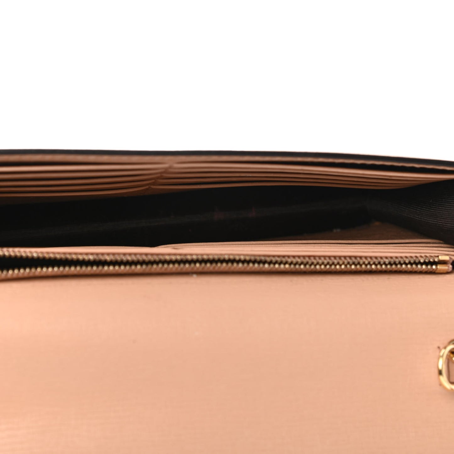 Textured Calfskin Icon Chain Wallet Pink Apricot