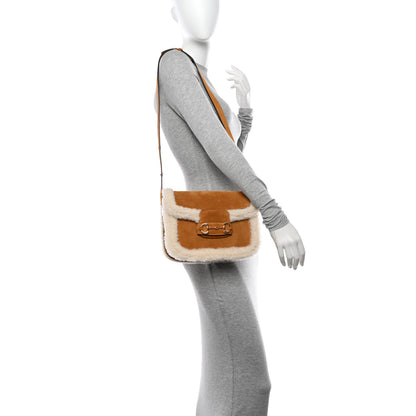 Gucci Suede Shearling Horsebit 1955 Shoulder Bag Brown 2 of 10