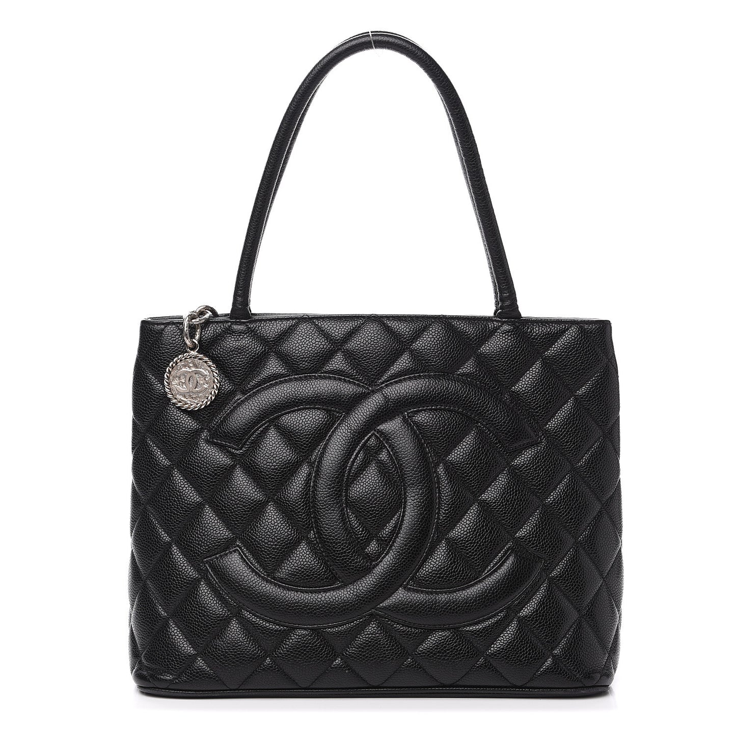 Caviar Quilted Medallion Tote Black