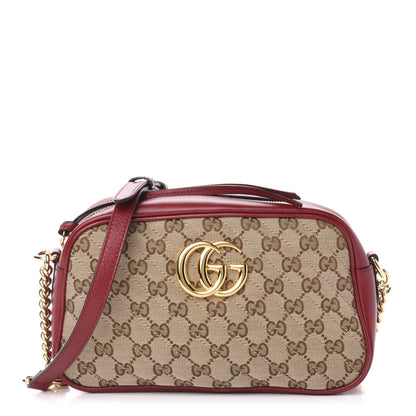 Gucci Monogram Azalea Calfskin Matelasse Diagonal Small GG Marmont Chain Shoulder Bag Beige Ebony New Cherry Red 1 of 11
