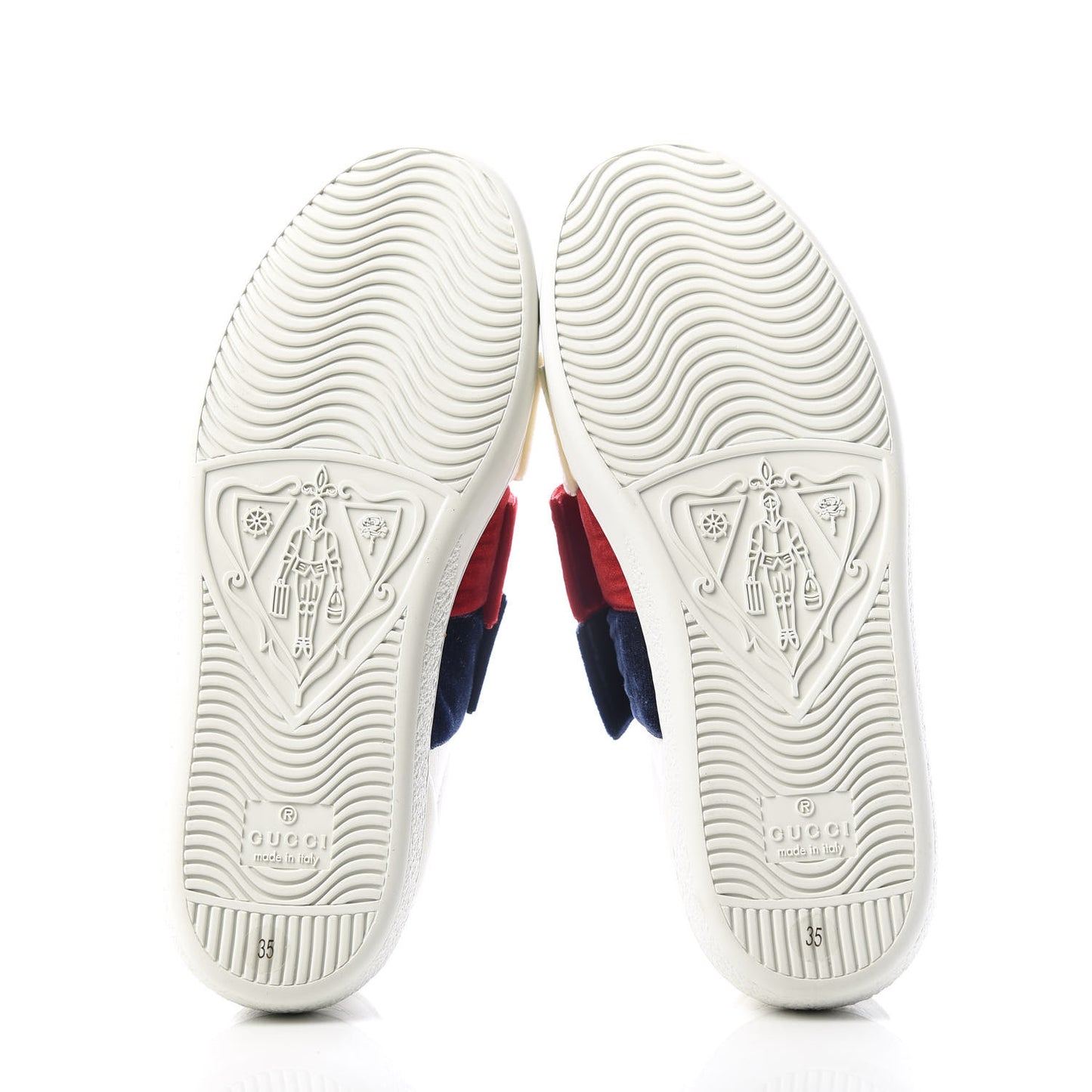 Calfskin Velvet Womens Bow Ace Sneakers 35 White