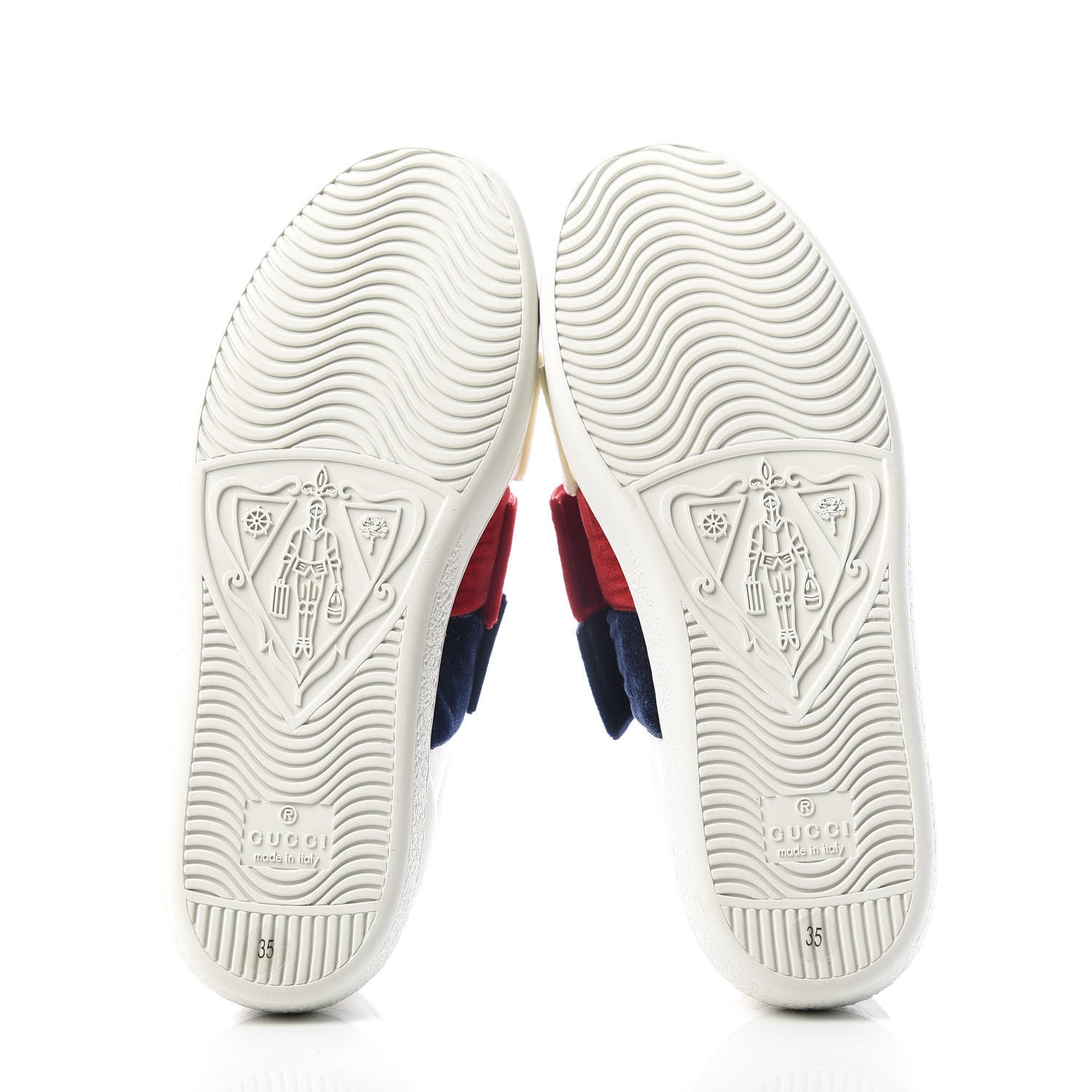 Gucci Calfskin Velvet Womens Bow Ace Sneakers 35 White 6 of 11