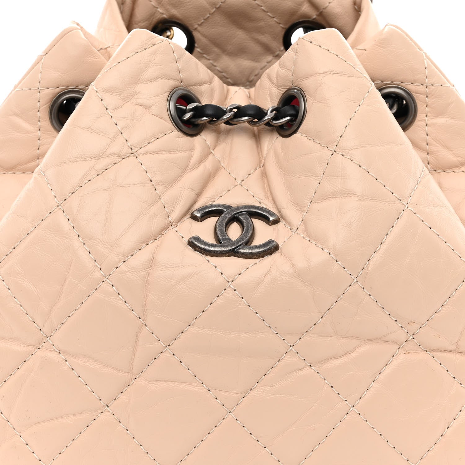 Chanel Aged Calfskin Quilted Small Gabrielle Backpack Beige Black 7 of 10