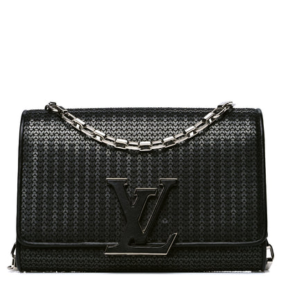 Louis Vuitton Sequin Calfskin Chain Louise GM Black 1 of 4