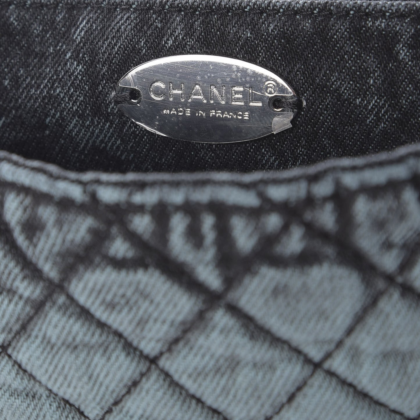 Washed Denim Quilted Small Denimpression Flap Blue Black