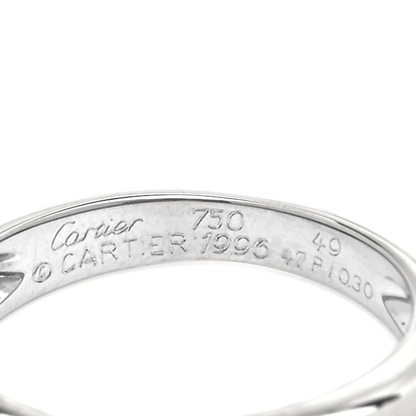 18K White Gold Diamond .30ct C De Cartier Solitaire Ring 49 4.75