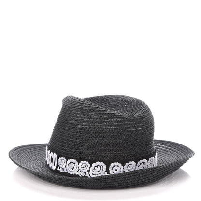Christian Dior Straw Mexican Daytime Roses Hat 57 Black 4 of 6