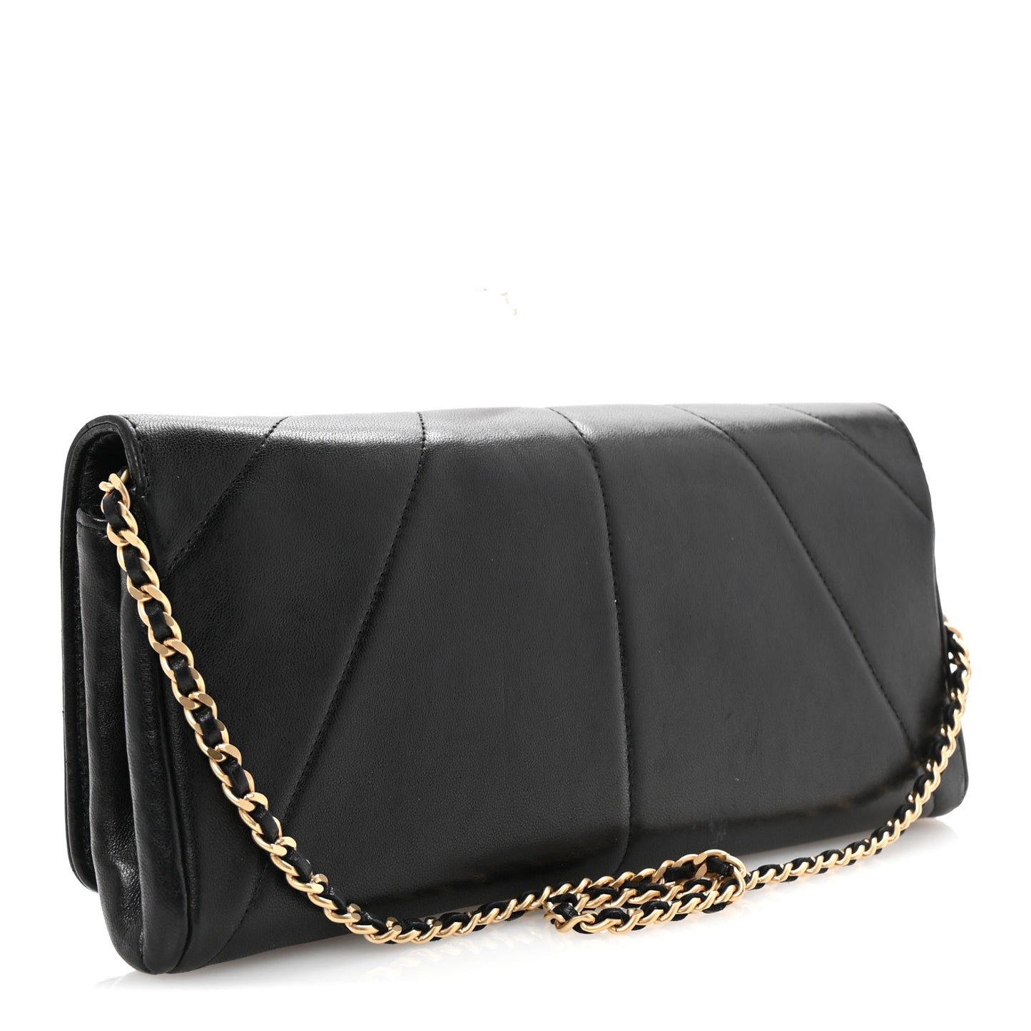 Lambskin Imperial Eagle Clutch With Chain Black