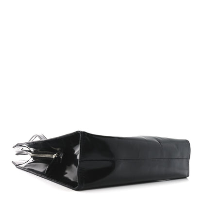 Prada Spazzolato Logo Embossed Tote Black 4 of 9